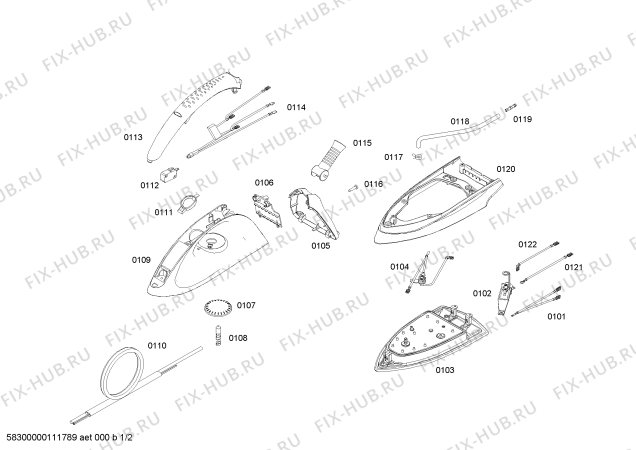 Схема №1 PL1380 PLATINIUM с изображением Верхняя часть корпуса для утюга (парогенератора) Bosch 00438323