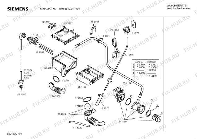 Схема №4 WM53610 SIWAMAT XL 536 с изображением Инструкция по установке и эксплуатации для стиральной машины Siemens 00524586