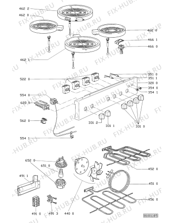Схема №1 SMZK 4640 IX с изображением Клавиша для плиты (духовки) Whirlpool 481941129673