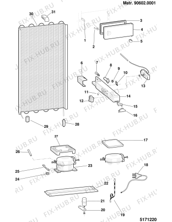 Взрыв-схема холодильника Ariston EMP300XEU (F017664) - Схема узла