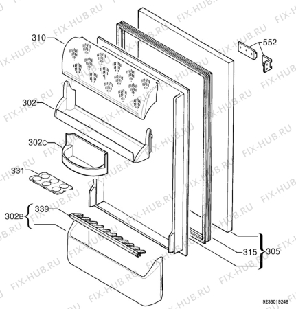 Взрыв-схема холодильника Zanussi ZUS6141 - Схема узла Door 003