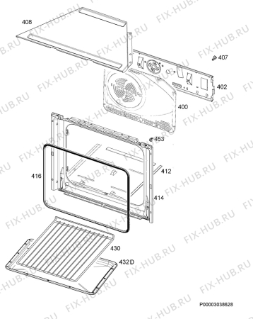 Взрыв-схема плиты (духовки) Zanussi ZOB20301XK - Схема узла Oven