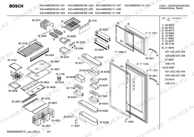 Взрыв-схема холодильника Bosch KSU44600NE - Схема узла 02