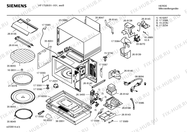 Взрыв-схема микроволновой печи Siemens HF17526 - Схема узла 03