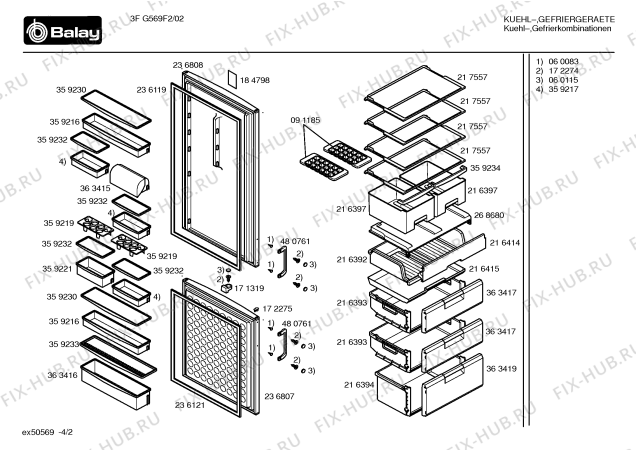 Схема №3 3FG569F2 с изображением Дверь для холодильной камеры Bosch 00236808