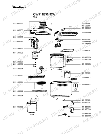 Схема №1 OW311E10/87A с изображением Винтик для электрохлебопечки Moulinex SS-986064