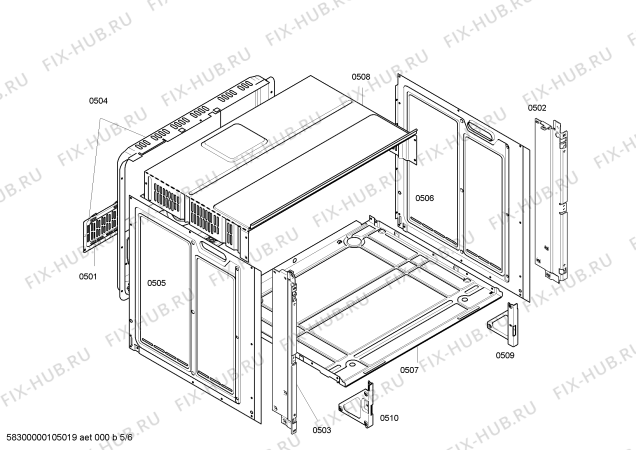 Схема №6 HBN53R550A с изображением Панель управления для духового шкафа Bosch 00441416