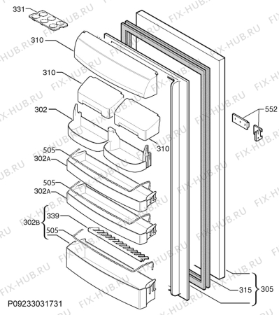 Взрыв-схема холодильника Zanussi ZBA32060SA - Схема узла Door 003