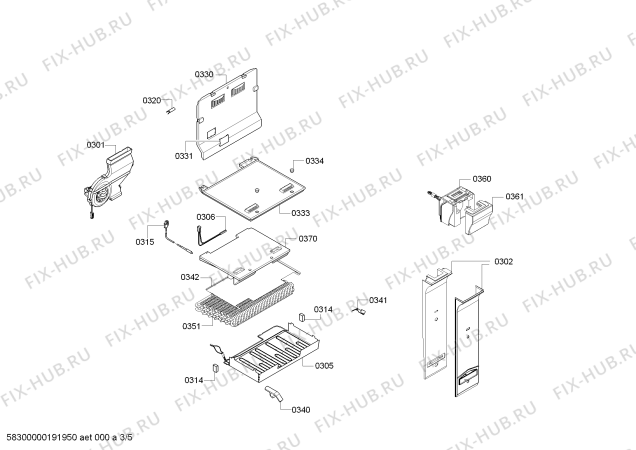 Взрыв-схема холодильника Bosch KDN56VI32B Bosch - Схема узла 03