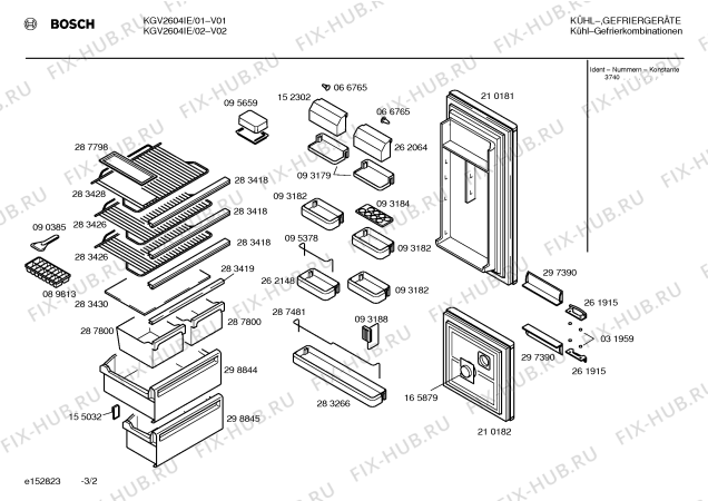 Взрыв-схема холодильника Bosch KGV2604IE - Схема узла 02