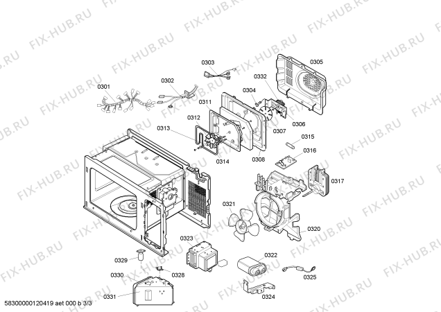 Схема №2 3WT3047XP с изображением Решетка для свч печи Bosch 00443179