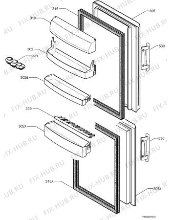 Взрыв-схема холодильника Electrolux ERB3651X - Схема узла Door 003