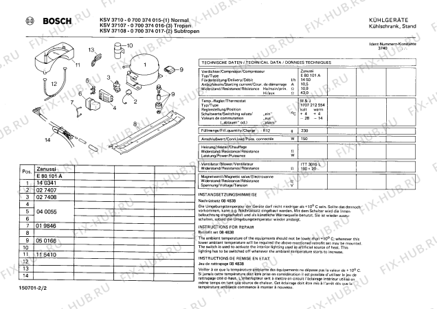 Взрыв-схема холодильника Bosch 0700374016 KSV 37107 - Схема узла 02