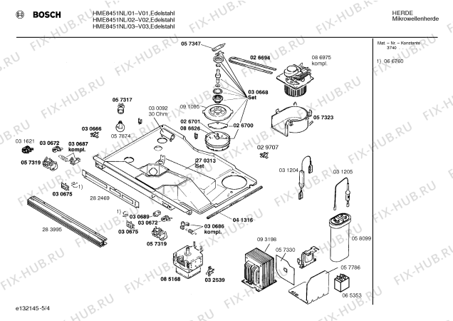 Взрыв-схема микроволновой печи Bosch HME8451NL - Схема узла 04