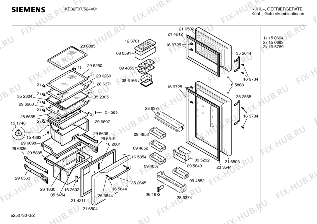 Схема №2 KD32F97 с изображением Дверь для холодильника Siemens 00216504