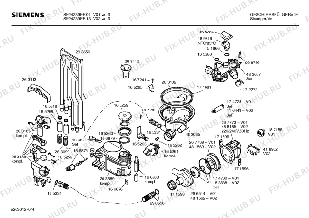 Взрыв-схема посудомоечной машины Siemens SE24239EP - Схема узла 04