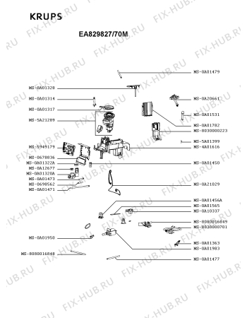 Взрыв-схема кофеварки (кофемашины) Krups EA829827/70M - Схема узла 8P005915.6P2