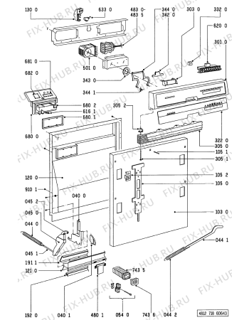 Схема №1 ADG 668 ADG 668/1 UDWX с изображением Ручка регулировки (кнопка) Whirlpool 481952838306