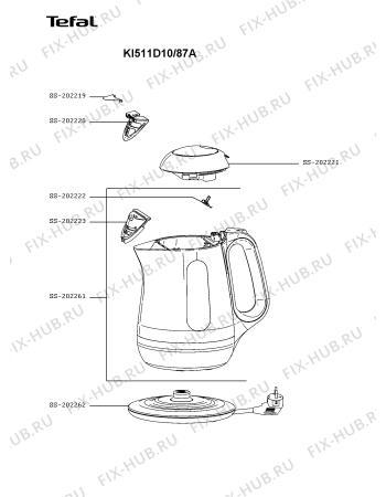 Схема №1 KI501DKR/87A с изображением Крышечка для чайника (термопота) Tefal SS-202221