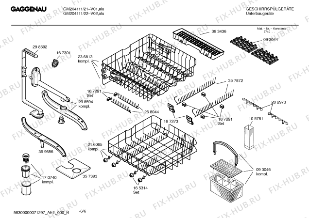 Схема №4 GM204111 с изображением Инструкция по эксплуатации Gaggenau для посудомоечной машины Bosch 00580539