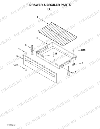 Схема №5 RF111PXSQ с изображением Шланг для духового шкафа Whirlpool 481253048238