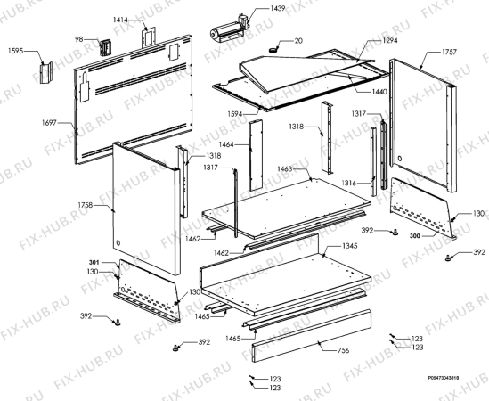 Взрыв-схема плиты (духовки) Electrolux EKM10760X - Схема узла Section 4