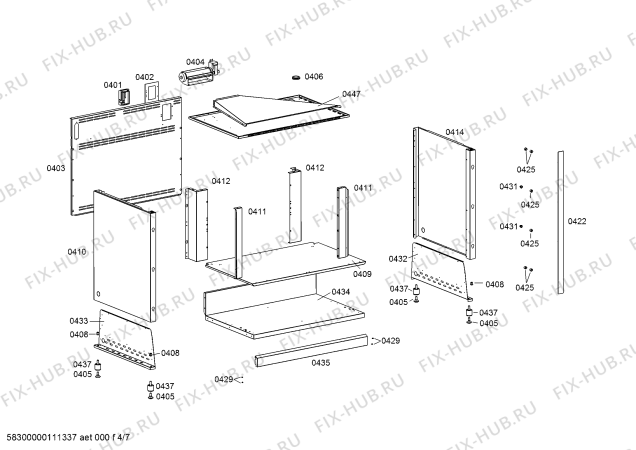Схема №7 F3430N0NL Neff с изображением Цокольная панель для плиты (духовки) Bosch 00475667
