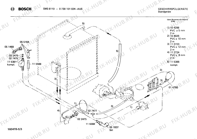 Взрыв-схема посудомоечной машины Bosch 0730101024 SMS6110 - Схема узла 03