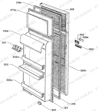 Взрыв-схема холодильника Seppelfricke K12 230/2T - Схема узла Door 003