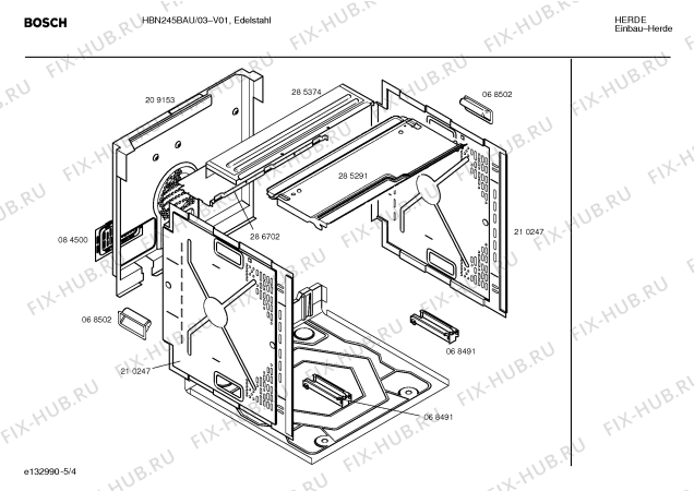 Схема №3 HBN245BAU с изображением Панель управления для плиты (духовки) Bosch 00353926