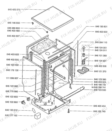 Взрыв-схема посудомоечной машины Aeg 911232218 - Схема узла Cabinet + armatures