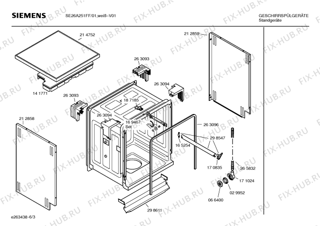 Взрыв-схема посудомоечной машины Siemens SE26A251FF - Схема узла 03