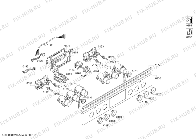 Схема №5 HET237YS1 с изображением Ручка конфорки для электропечи Bosch 10004220