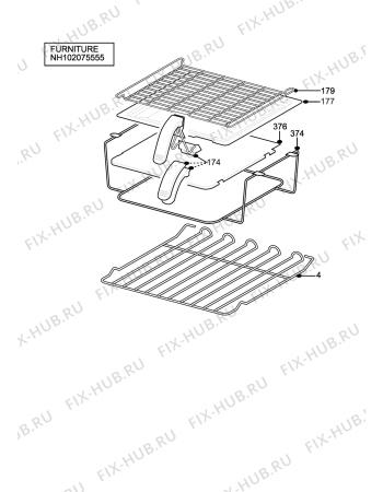 Взрыв-схема плиты (духовки) Tricity Bendix CC500/1GRN - Схема узла H10 Furniture