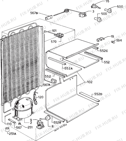 Взрыв-схема холодильника Electrolux TF871G - Схема узла Cooling system 017