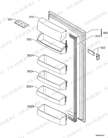 Взрыв-схема холодильника Aeg Electrolux SK41200-4I - Схема узла Door 003