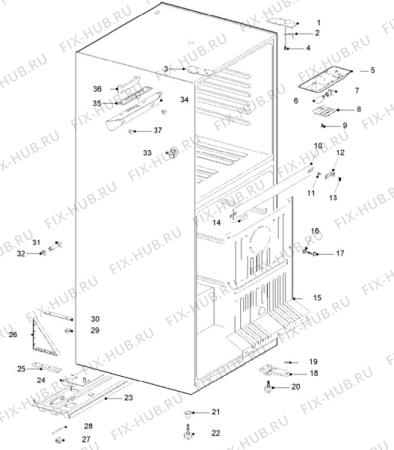 Взрыв-схема холодильника Electrolux ER2250B - Схема узла Cabinet + armatures