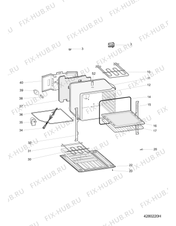 Взрыв-схема плиты (духовки) Indesit I5GS1GXNL (F085516) - Схема узла