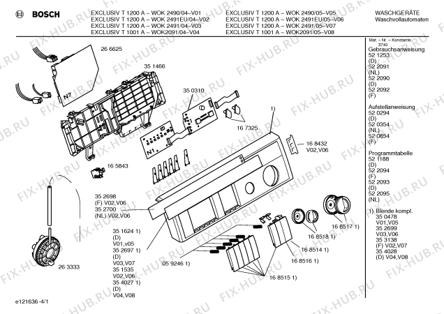 Схема №3 WOK2491 EXCLUSIV T1200A с изображением Вкладыш в панель для стиральной машины Bosch 00352697