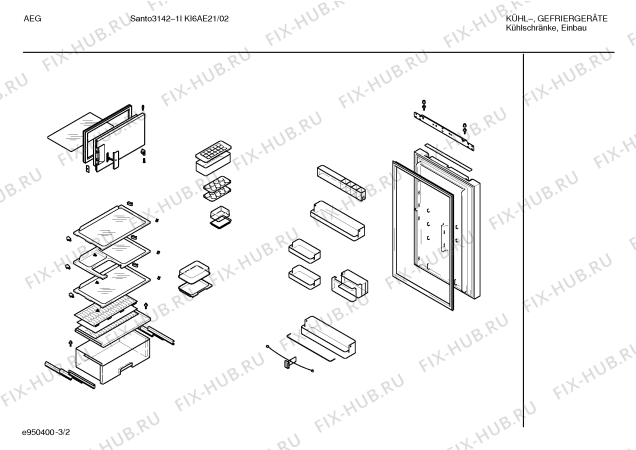 Схема №2 KI4AE21 3242I с изображением Крышка для холодильника Bosch 00153484