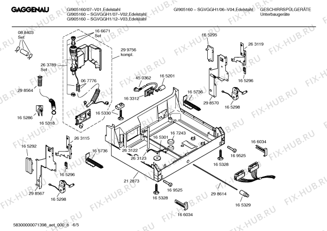 Взрыв-схема посудомоечной машины Gaggenau SGVGGH1 GI905-160 - Схема узла 05