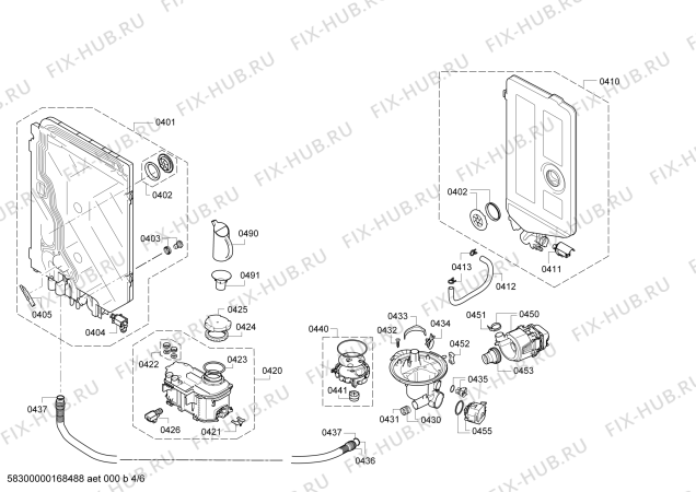 Взрыв-схема посудомоечной машины Siemens SN58M558DE Extraklasse made in Germany - Схема узла 04