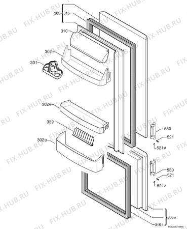 Взрыв-схема холодильника Electrolux ERB8230 - Схема узла Door 003