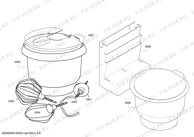 Взрыв-схема кухонного комбайна Bosch MUM4835 - Схема узла 03