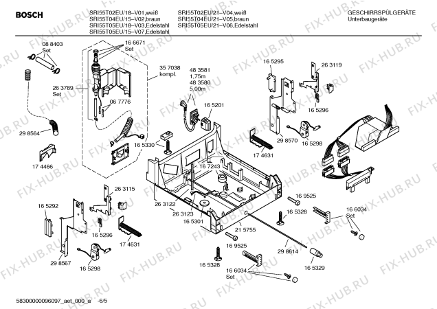 Схема №5 SRI4676 Silence comfort с изображением Инструкция по установке/монтажу для посудомойки Bosch 00586080