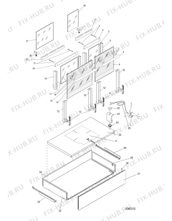 Взрыв-схема плиты (духовки) Ariston CPDO110XAUS (F053630) - Схема узла