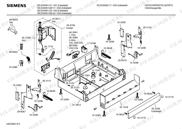 Схема №6 SE25A092 с изображением Внешняя дверь для посудомойки Siemens 00217261