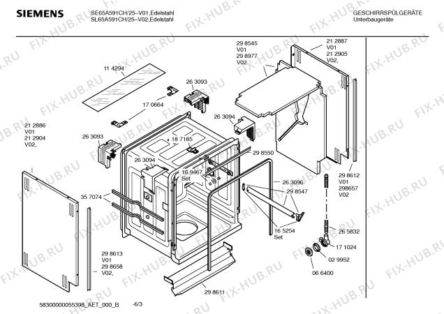 Схема №5 SE25A092 с изображением Инструкция по эксплуатации для посудомоечной машины Siemens 00592276
