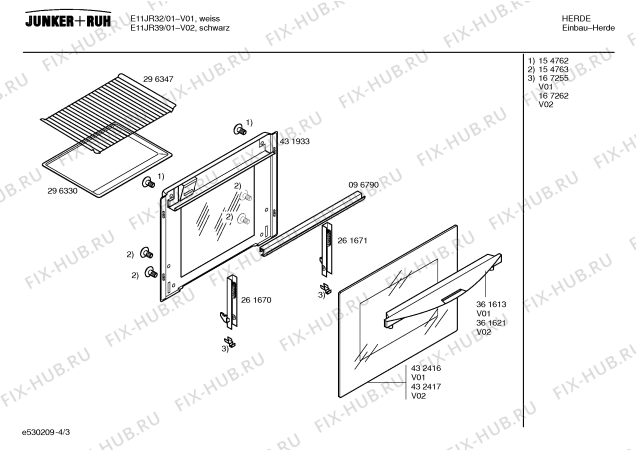 Взрыв-схема плиты (духовки) Junker&Ruh E11JR39 - Схема узла 03