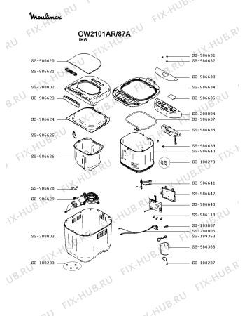 Схема №1 OW2101AR/87A с изображением Покрытие для хлебопечи Moulinex SS-208002